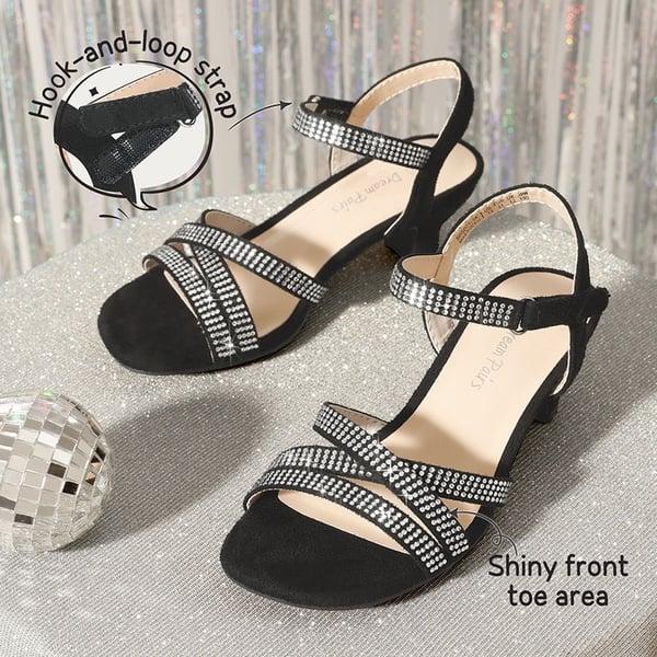 Dream Pairs Girls Rhinestone Low Heel Sandals