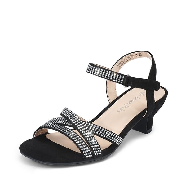 dream pairs Girls Rhinestone Low Heel Sandals