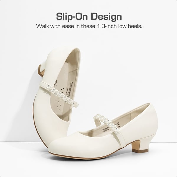 Dream Pairs Girls' Rhinestone Mary Jane Low Heels