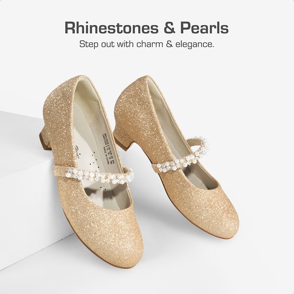 Dream Pairs Girls' Rhinestone Mary Jane Low Heels