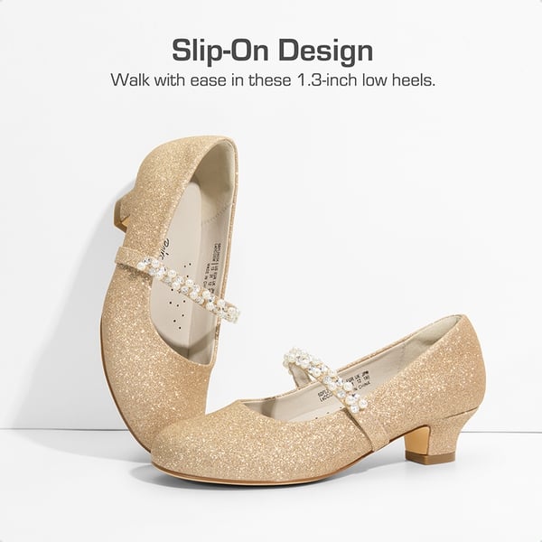 Dream Pairs Girls' Rhinestone Mary Jane Low Heels