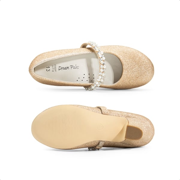 Dream Pairs Girls' Rhinestone Mary Jane Low Heels