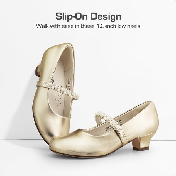 Dream Pairs Girls' Rhinestone Mary Jane Low Heels