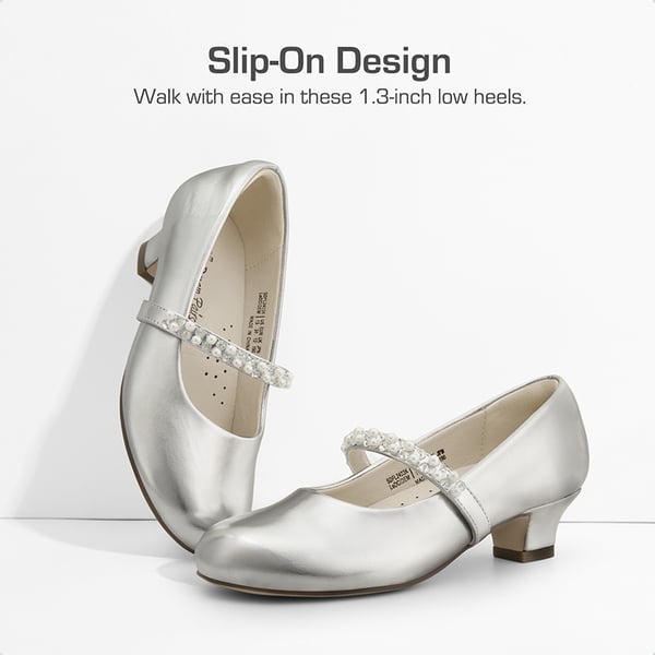 Dream Pairs Girls' Rhinestone Mary Jane Low Heels