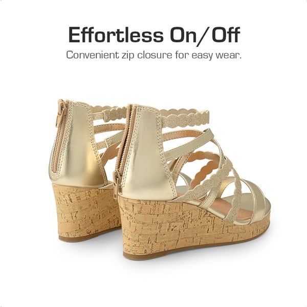 Dream Pairs Girls' Strappy Wedge Sandals