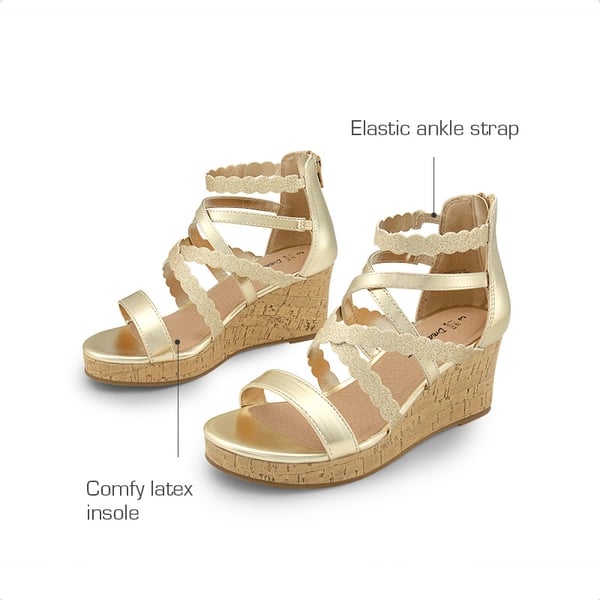 Dream Pairs Girls' Strappy Wedge Sandals