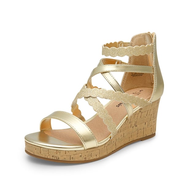 dream pairs Girls' Strappy Wedge Sandals