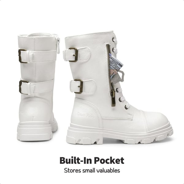 Dream Pairs Girls Vegan Leather Combat Ankle Boots