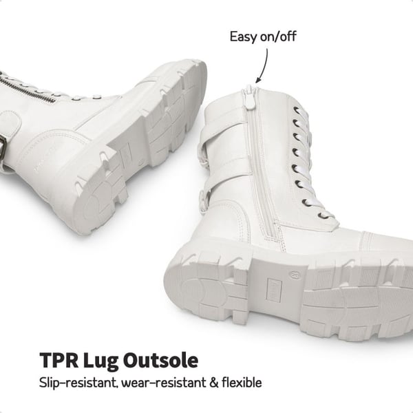 Dream Pairs Girls Vegan Leather Combat Ankle Boots