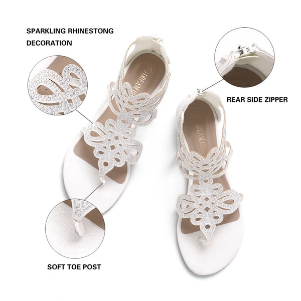 Dream Pairs Gladiator Rhinestones Flat Sandals
