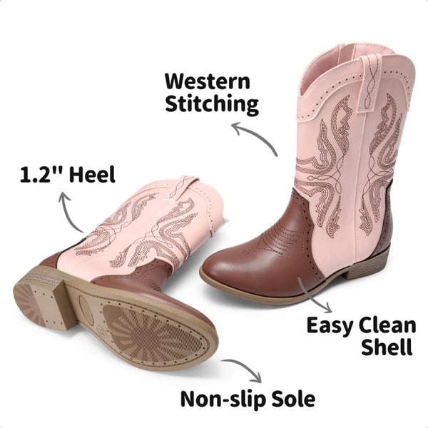 Dream Pairs Kids Embroidery Western Cowboy Boots