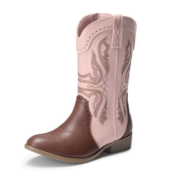 dream pairs Kids Embroidery Western Cowboy Boots