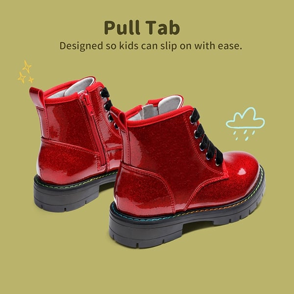Dream Pairs Kids Glitter Side Zipper Combat Boots