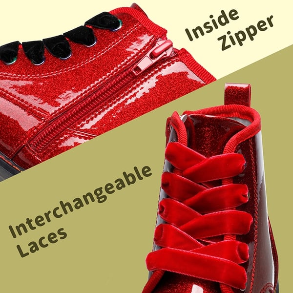 Dream Pairs Kids Glitter Side Zipper Combat Boots