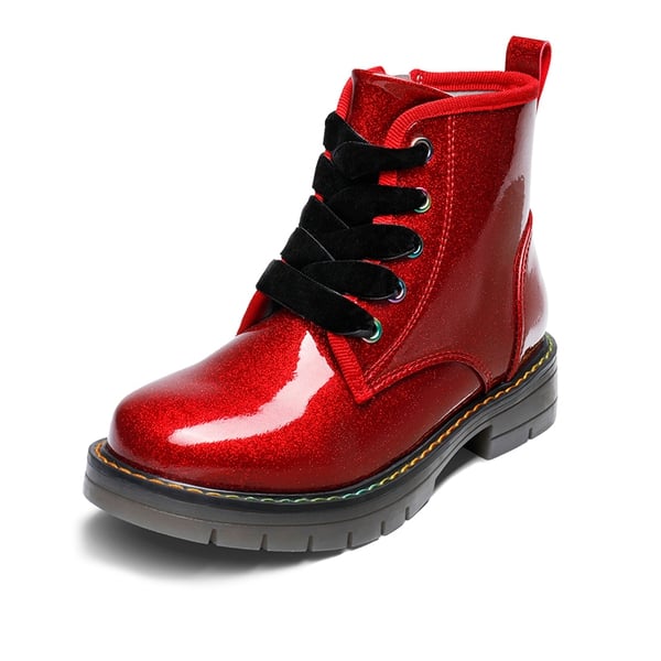 dream pairs Kids Glitter Side Zipper Combat Boots