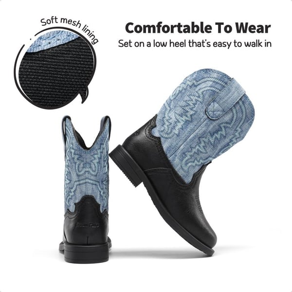Dream Pairs Kids Square-Toe Western Cowboy Boots