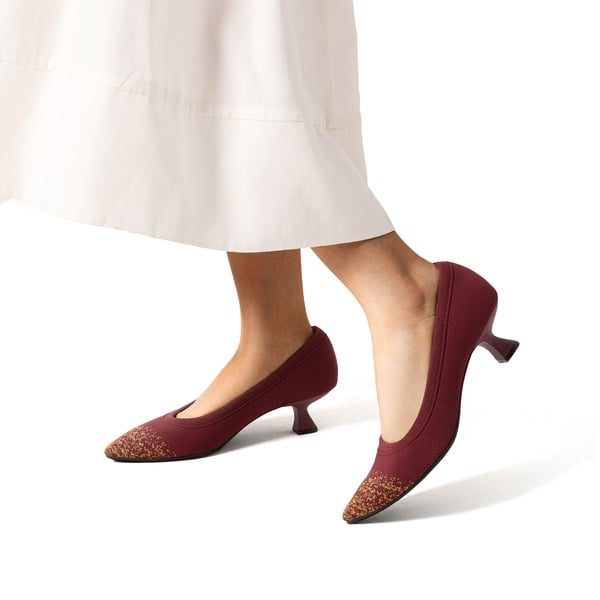 Dream Pairs Knitted Pointed-Toe Kitten Heels