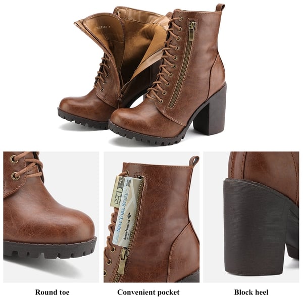 Dream Pairs Lace Up Chunky Heel Ankle Booties