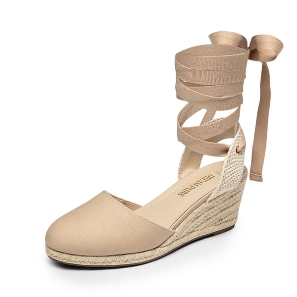 dream pairs Lace Up Espadrilles Wedge Sandals
