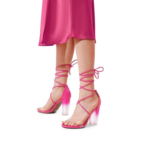 Dream Pairs Lace Up Transparent Heel Sandals