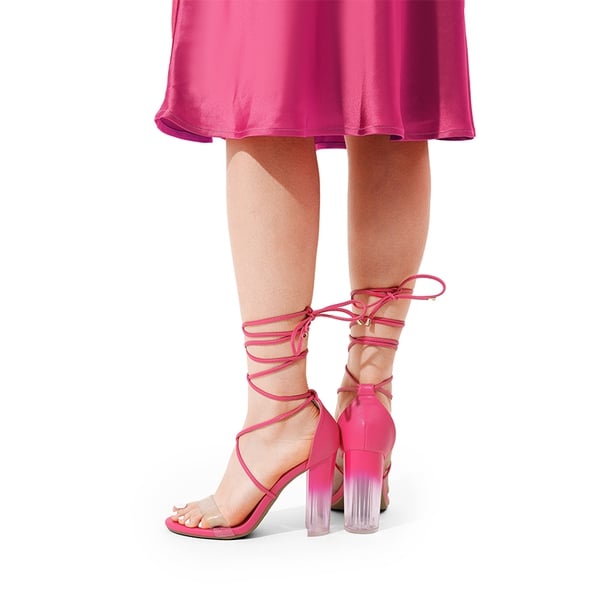 Dream Pairs Lace Up Transparent Heel Sandals