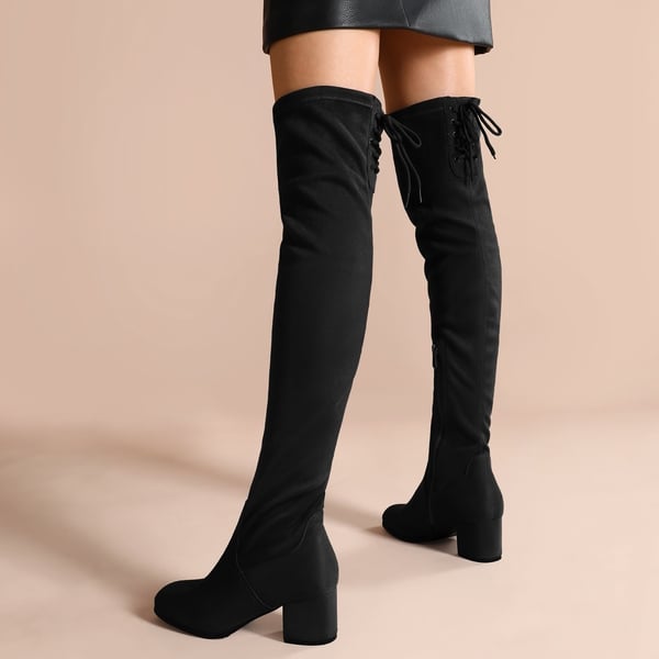 Dream Pairs Laurence Chunky Heel Thigh High Boots