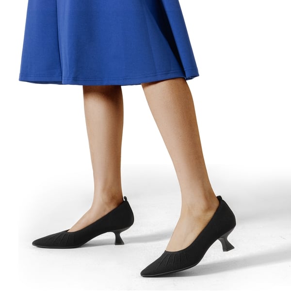 Dream Pairs Low Kitten Heel Knit Pumps