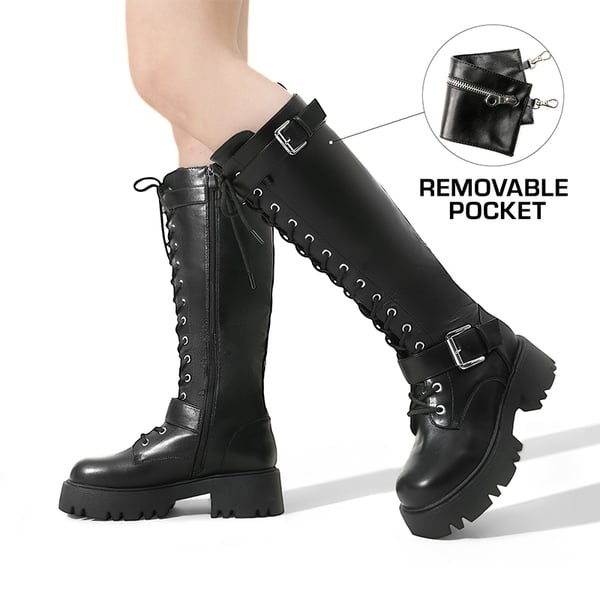 Dream Pairs Lug Sole Platform Motorcycle Boots