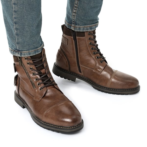 Dream Pairs Men's Fur-Lined Combat Dress Boots