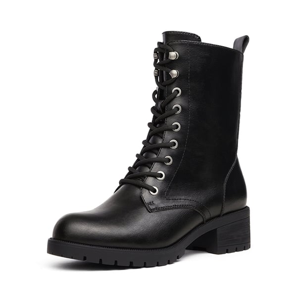 dream pairs Mid Calf Chunky Lace Up Boots