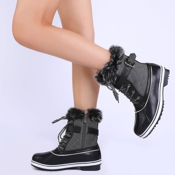 Dream Pairs Mid Calf Faux Fur-Lined Winter Boots