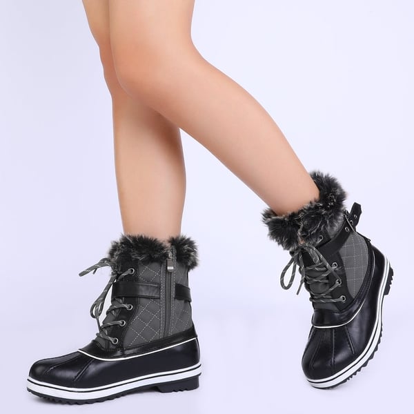 Dream Pairs Mid Calf Faux Fur-Lined Winter Boots