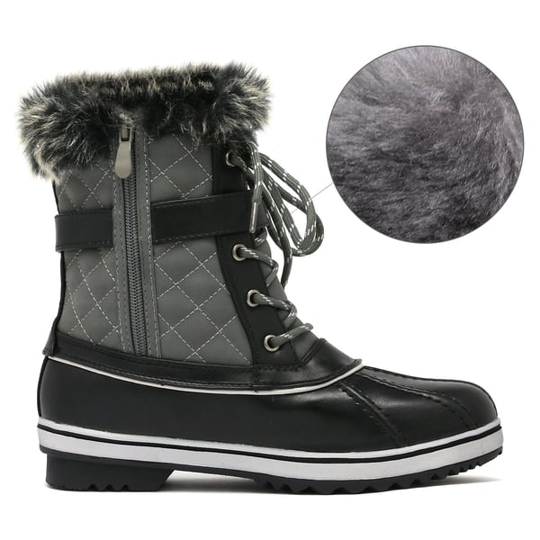 Dream Pairs Mid Calf Faux Fur-Lined Winter Boots
