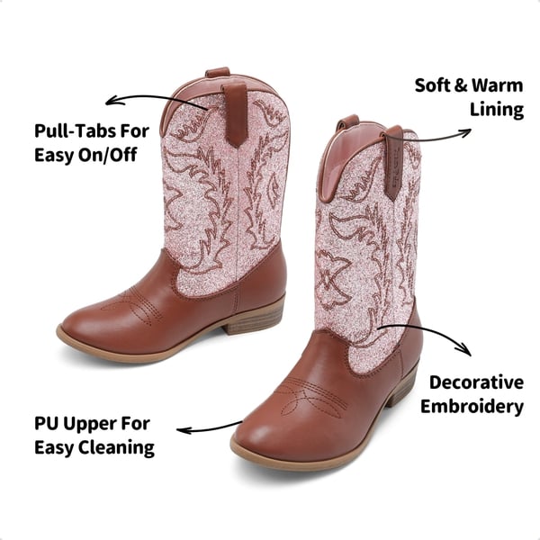 Dream Pairs Mid Calf Kids Cowboy Riding Boots