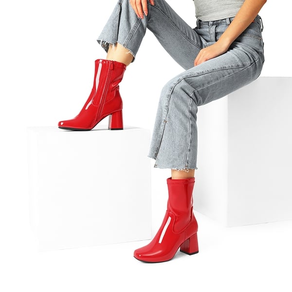 Dream Pairs Mid Calf Square-Toe Gogo Boots