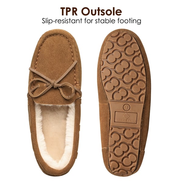 Dream Pairs Moccasin Slippers With Faux Fur