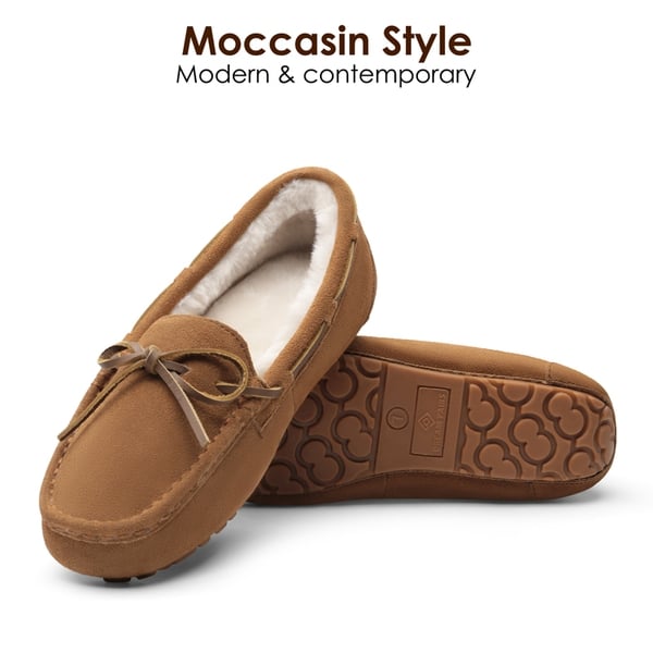 Dream Pairs Moccasin Slippers With Faux Fur