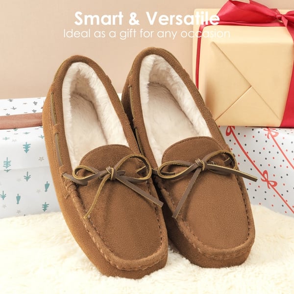 Dream Pairs Moccasin Slippers With Faux Fur