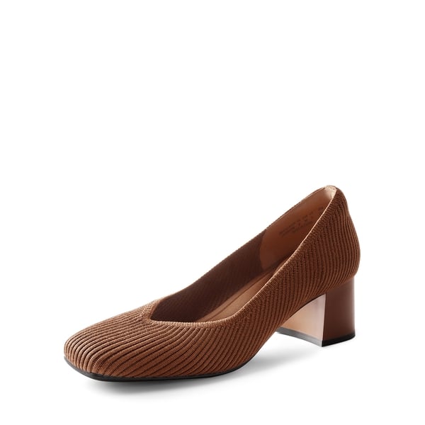 dream pairs Modern Square-Toe Knit Pumps