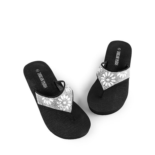 Dream Pairs Platform Rhinestone Thong Sandals