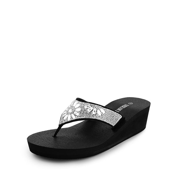 dream pairs Platform Rhinestone Thong Sandals