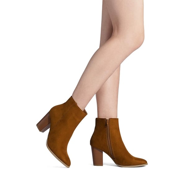 Dream Pairs Pointed Toe Chunky Heel Ankle Boots