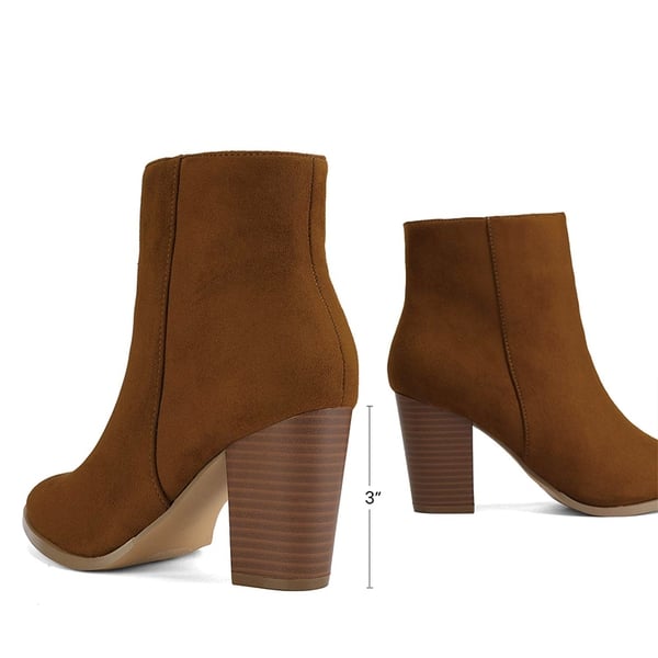 Dream Pairs Pointed Toe Chunky Heel Ankle Boots