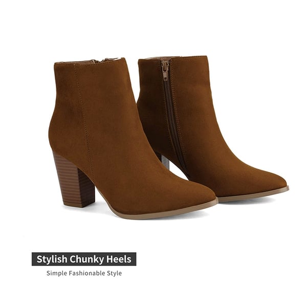 Dream Pairs Pointed Toe Chunky Heel Ankle Boots