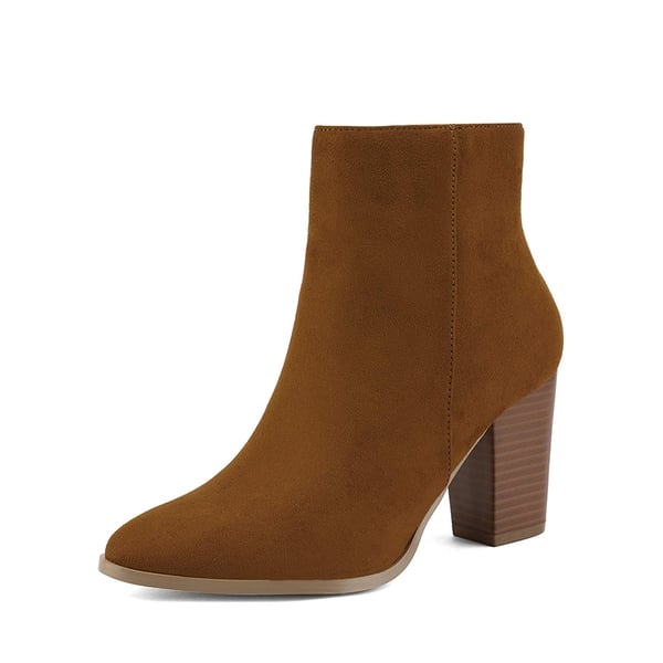 dream pairs Pointed Toe Chunky Heel Ankle Boots