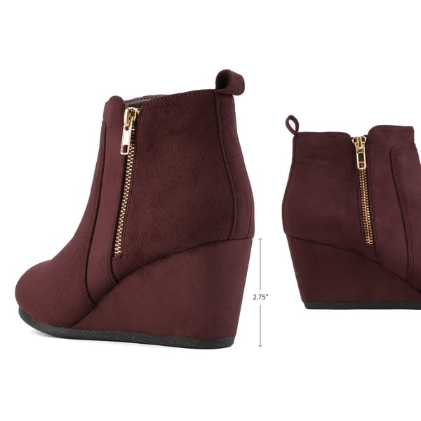 Dream Pairs Pointed Toe Suede Wedge Bootie