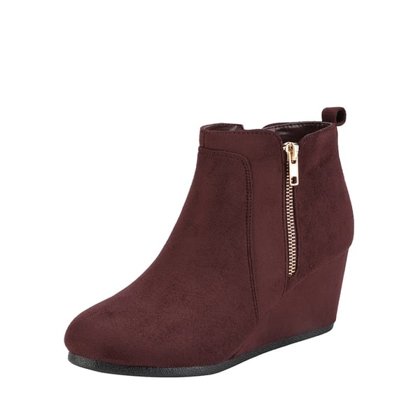 dream pairs Pointed Toe Suede Wedge Bootie