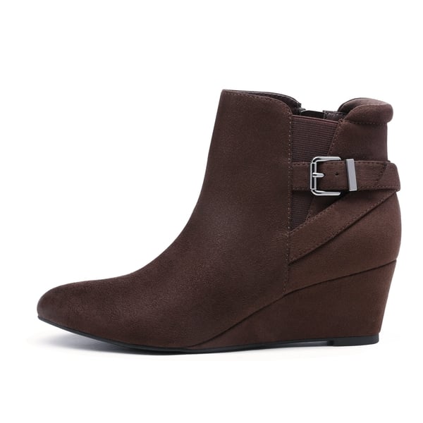 Dream Pairs Pointed Toe Wedge Heel Ankle Booties