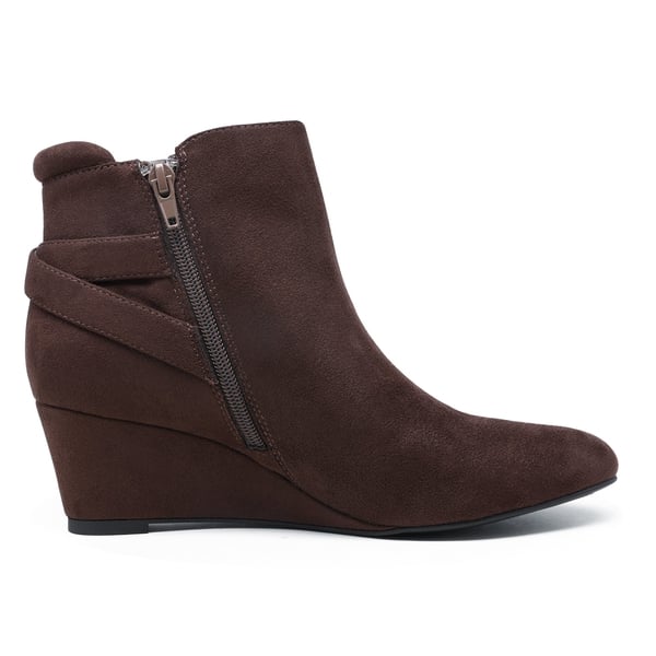 Dream Pairs Pointed Toe Wedge Heel Ankle Booties