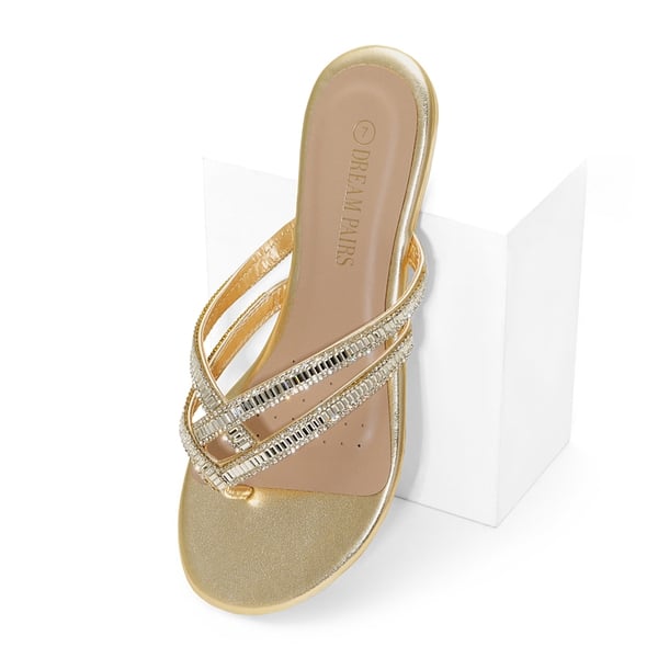 Dream Pairs Rhinestone Cute Flip-Flop Sandals